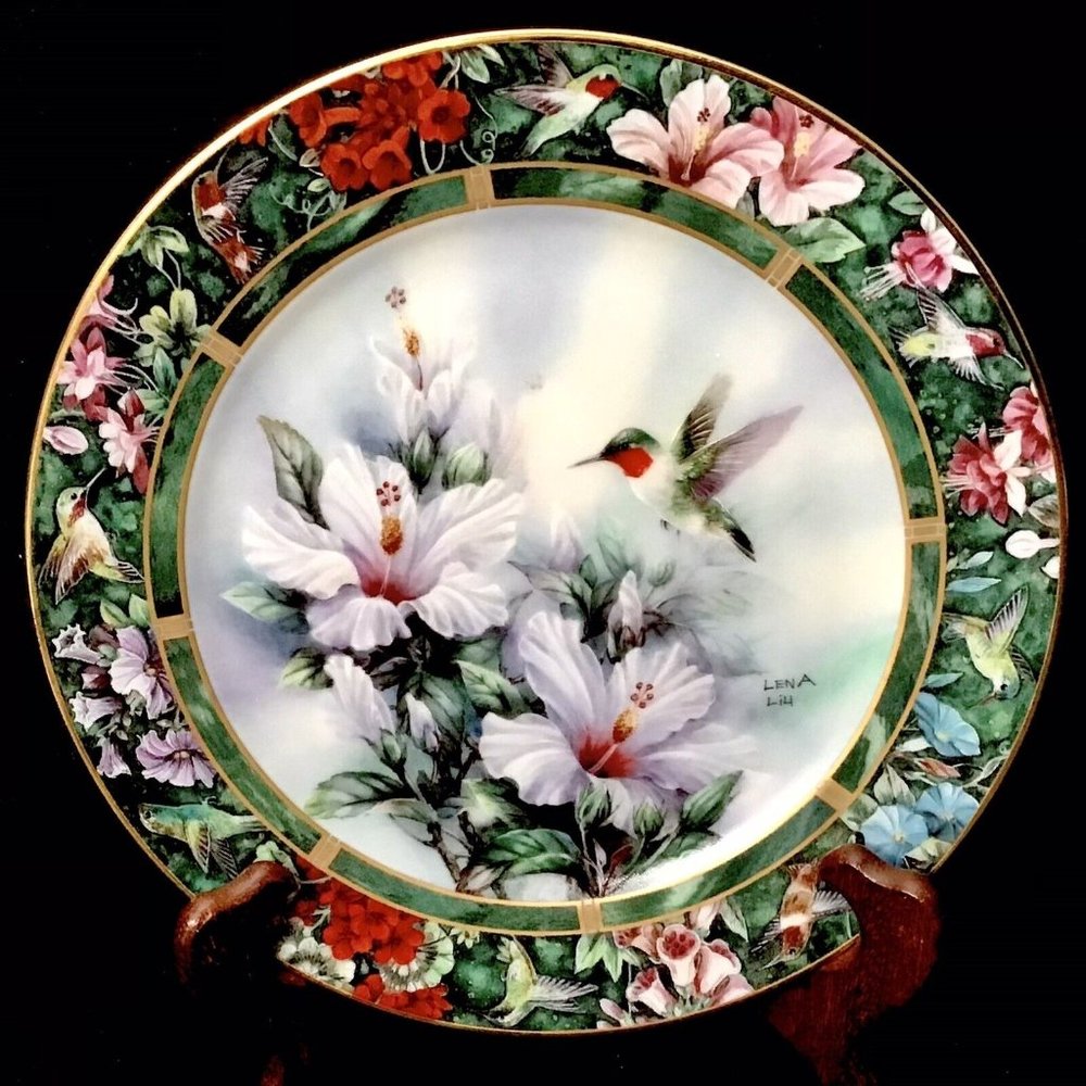 Lena Liu The Ruby-Throated Hummingbird Collector Plate 1st Issue 1992 With COA